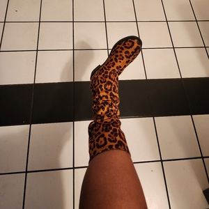 Women's Leopard Print Mid Calf Boots